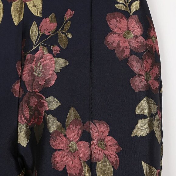 NWT Lulus Bloom Boldly Navy Blue Floral Satin Jacquard Trouser Pants - Picture 7 of 11